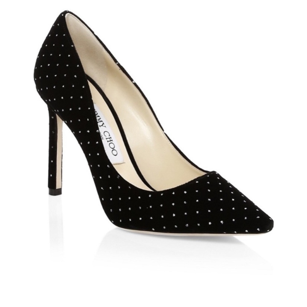 NWT Jimmy Choo Romy Glitter Dot Velvet Pumps - size 36
